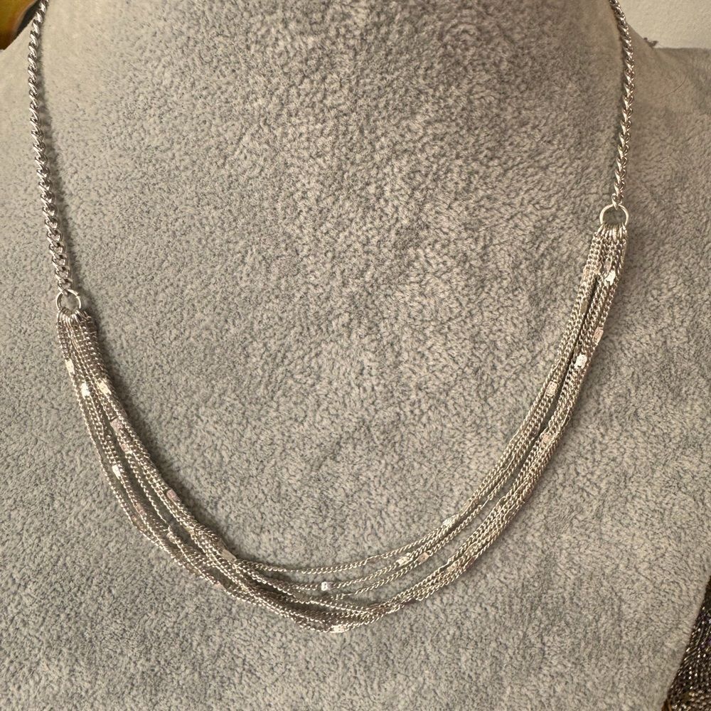 Liz Claiborne Multi Strand Necklace silver‎ tone 18 inch lobster clasp